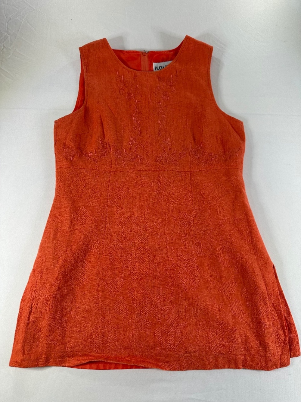 Vintage Y2K Plaza South Coral Embroidered Linen Blend Tunic Size 6 - Picture 2 of 10